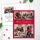 Modern Script Rood 5 foto Collage Kerstmis Briefkaart