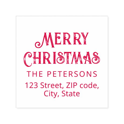 Modern Script Rood Bericht Vrolijk Kerstfeest Zelfinktende Stempel (Design)