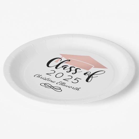 Modern Script Roos Gold 2025 Custom Afstuderen Papieren Bordje (Gekanteld)