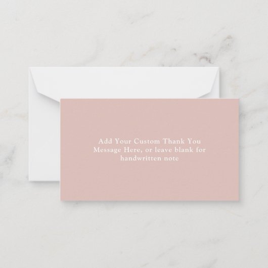 Modern Script Roos Gold Baby shower bedankkaart Notitiekaartje (Achterkant)