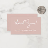 Modern Script Roos Gold Baby shower bedankkaart Notitiekaartje (Voorkant / Achterkant in situ)