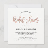 Modern script | Roos Gold Bridal Shower Kaart (Voorkant)