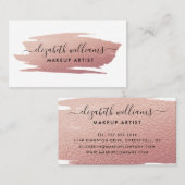 Modern Script Roos Gold Foil Brushstroke Visitekaartje (Voorkant / Achterkant)