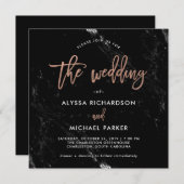 Modern script | Roos Gold op de zwarte marmer Kaart (Voorkant / Achterkant)