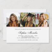 Modern Script Roos Gold Tassel Afstudeerder Fotoco Kaart (Achterkant)