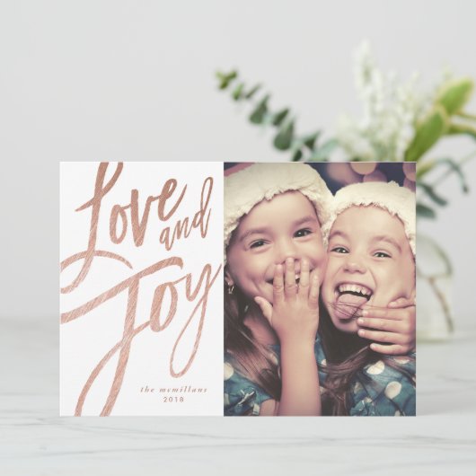 Modern script | Roos Gold | Vakantieknopkaart Kaart (Staand voorkant)