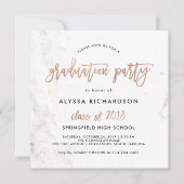 Modern script | Roos Gold van marmer Graduparty Kaart (Voorkant)