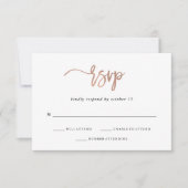 Modern script | Roos Gold Wedding Response RSVP Kaartje (Voorkant)