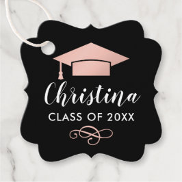 Modern Script Rose Goud Klepschaduw Zwarte Klas va Bedankjes Labels