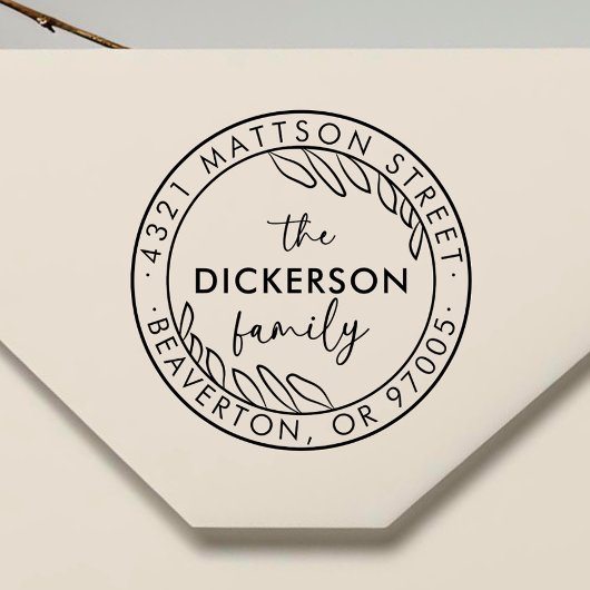 Modern Script Round Family Return-adresstempel Zelfinktende Stempel