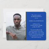 Modern Script Royal Blauw Wit 4 Foto Afstuderen Aankondiging (Achterkant)