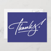 Modern Script Royal Blue bedankkaart Briefkaart (Voorkant / Achterkant)