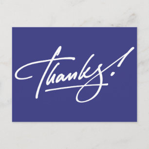 Modern Script Royal Blue bedankkaart Briefkaart