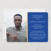 Modern Script Royal Blue & Gold 4 Foto Afstuderen Aankondiging (Achterkant)