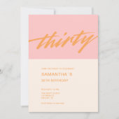 Modern script roze 30ste verjaardag kaart (Voorkant)