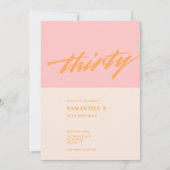 Modern Script Roze 30ste verjaardagsfeest Kaart (Voorkant)