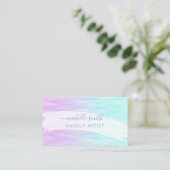 Modern script roze Aqua Blue Pastel Ombre Elegant Visitekaartje (Staand voorkant)