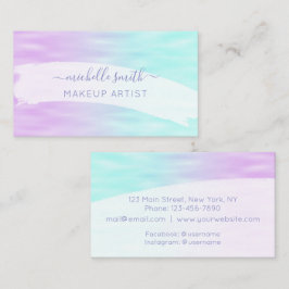 Modern script roze Aqua Blue Pastel Ombre Elegant Visitekaartje