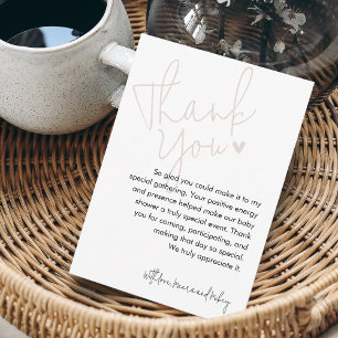 Modern Script Roze Baby shower Bedankkaart