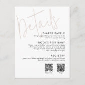 Modern Script Roze Baby shower Details 2 QR Codes Informatiekaartje (Voorkant)
