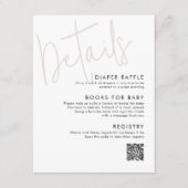 Modern Script Roze Baby shower Details Informatiekaartje (Voorkant)