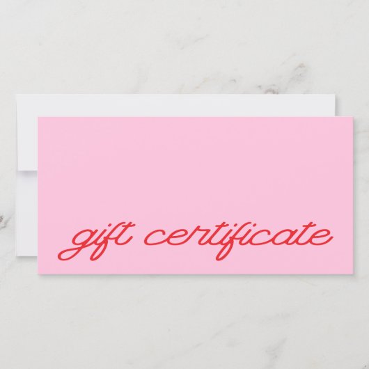 Modern Script Roze Cadeaubon (Voorkant)