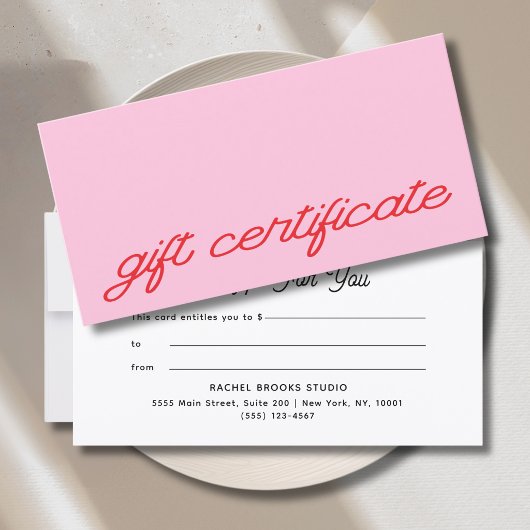 Modern Script Roze Cadeaubon