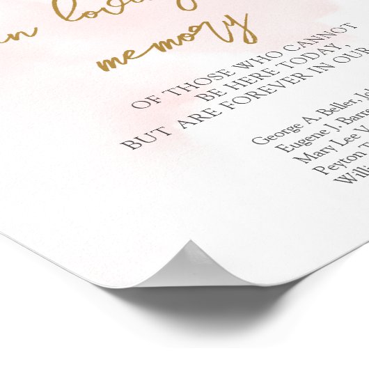 Modern script roze en goud In liefdevolle herinner Poster (Hoek)