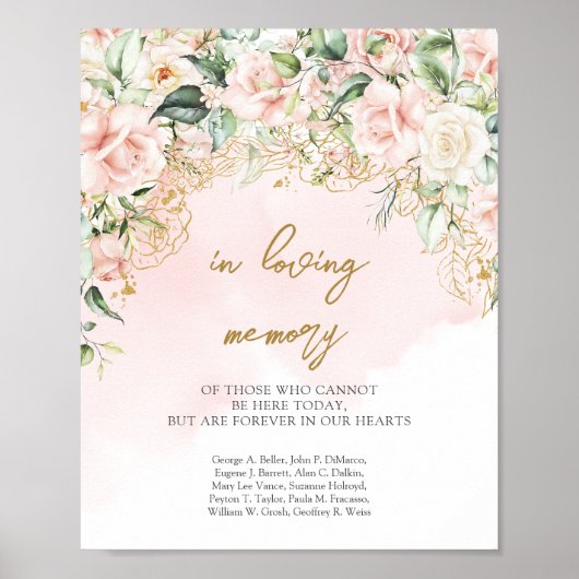 Modern script roze en goud In liefdevolle herinner Poster (Voorkant)