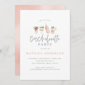 modern script roze girale bachelorette aankondiging (Voorkant / Achterkant)