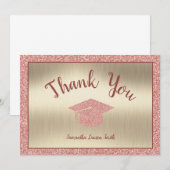 Modern script roze Glitter Gold Afstuderen Bedankkaart (Voorkant / Achterkant)