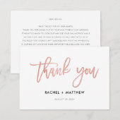 Modern Script Roze Goud Glam Platte Dankkaart Bedankkaart (Voorkant / Achterkant)