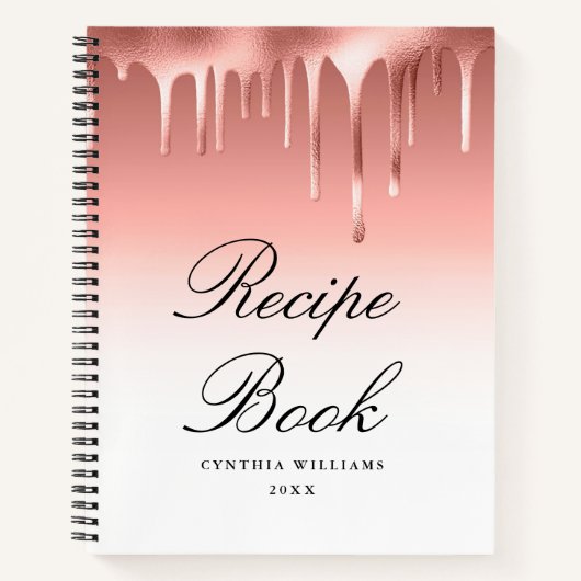modern script roze goud receptenboek notitieboek (Voorkant)