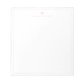 Modern Script Roze Hart Rand Monogram Notitieblok (Voorkant)