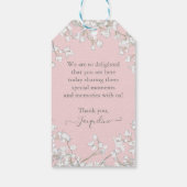 Modern Script Roze n Wit Bloemen Jongen Baby showe Cadeaulabel (Achterkant)