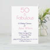 Modern Script Roze Navy 50 Fabulous Verjaardag Kaart (Staand voorkant)