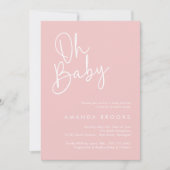 Modern Script Roze Oh Baby Eenvoudig Baby shower Kaart (Voorkant)