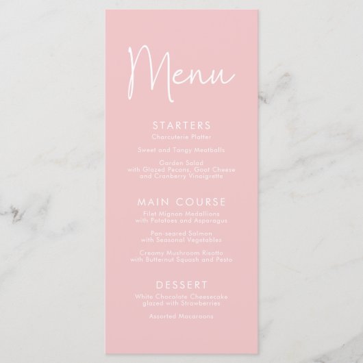 Modern Script Roze Oh Baby Eenvoudig Baby shower Menu (Voorkant)