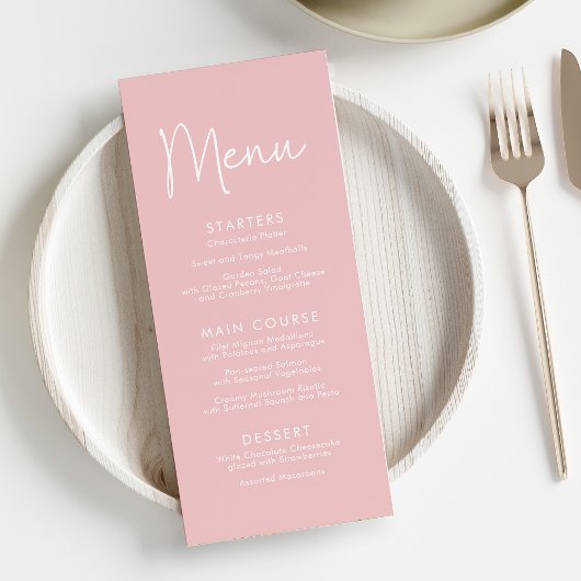 Modern Script Roze Oh Baby Eenvoudig Baby shower Menu