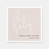 Modern Script Roze Oh Baby shower Servet (Voorkant)