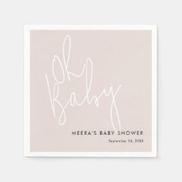 Modern Script Roze Oh Baby shower Servet