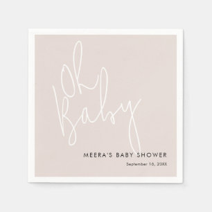 Modern Script Roze Oh Baby shower Servet