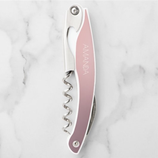 Modern script roze ombré Bridesmaid Voorstel Kurkentrekker (Voorkant)