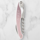 Modern script roze ombré Bridesmaid Voorstel Kurkentrekker (Achterkant)