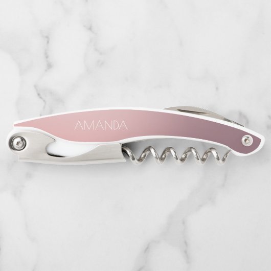 Modern script roze ombré Bridesmaid Voorstel Kurkentrekker (Voorkant)