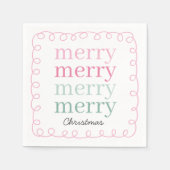 Modern Script Roze Vrolijk Kerstfeest Servet (Voorkant)