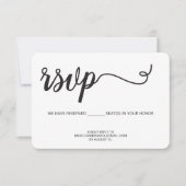 Modern Script RSVP Seat reservering Reageer e-mail Kaartje (Voorkant)