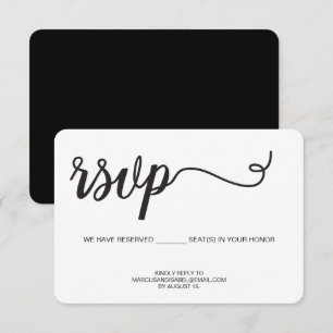 Modern Script RSVP Seat reservering Reageer e-mail Kaartje
