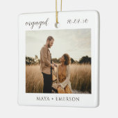 Modern Script Rustic Engagement Photo Keepsake Keramisch Ornament (Links)