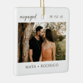 Modern Script Rustic Engagement Photo Keepsake  Keramisch Ornament (Rechts)